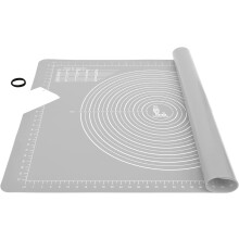 Extra Large & Thick Non-Stick Silicone Baking Pastry Mat with Dough Scraper, Non-Slip Fondant Rolling Mat Kneading Board Mat BPA Free (71x51cm, Grey)
