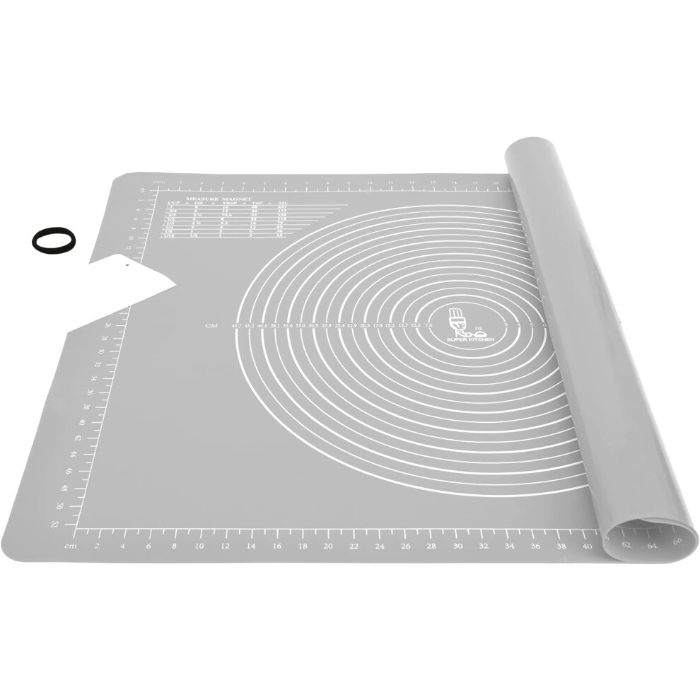 Extra Large & Thick Non-Stick Silicone Baking Pastry Mat with Dough Scraper, Non-Slip Fondant Rolling Mat Kneading Board Mat BPA Free (71x51cm, Grey) 