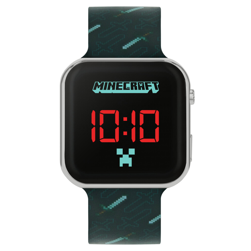 Minecraft Kids Black Strap LED Digital Watch MIN4097