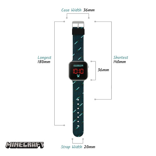 Minecraft Minecraft Kids Black Strap LED Digital Watch MIN4097 2