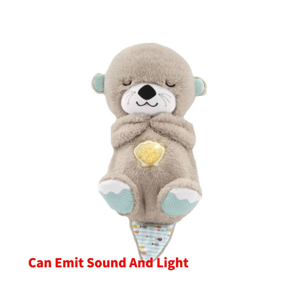 (Brown) Breathing With Movement Soothing Sleeping Otter Toy Musical Stuffed Baby Toy