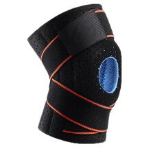 (Black Orange) Adjustable Strap Elastic Support Knee Brace