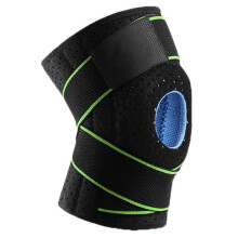 (Black Green) Adjustable Strap Elastic Support Knee Brace