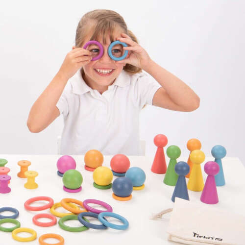 Rainbow Wooden Rings 2