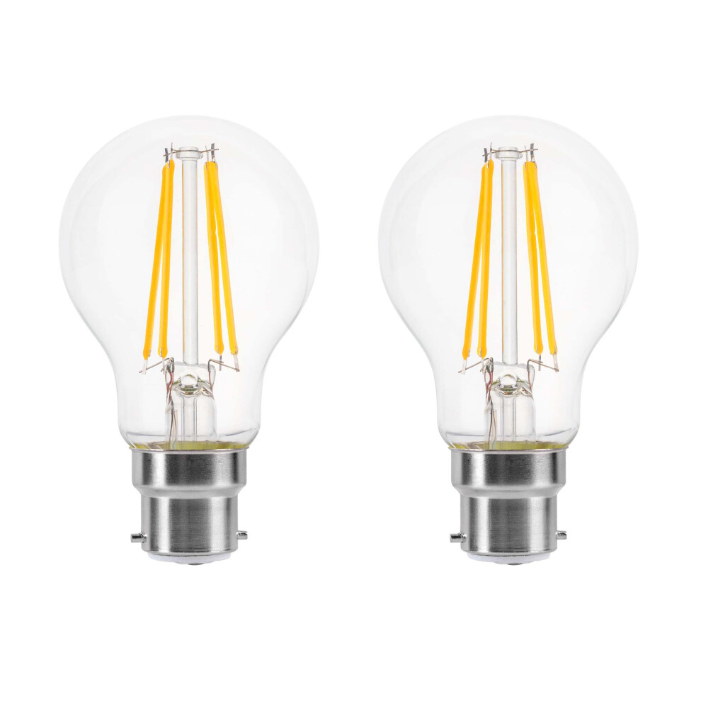 (2 Pack) LED Filament Light Bulb A60 GLS Traditional Bulb B22 Bayonet 4.5w equiv brightness 60w Warm White 2700K Energy Saving