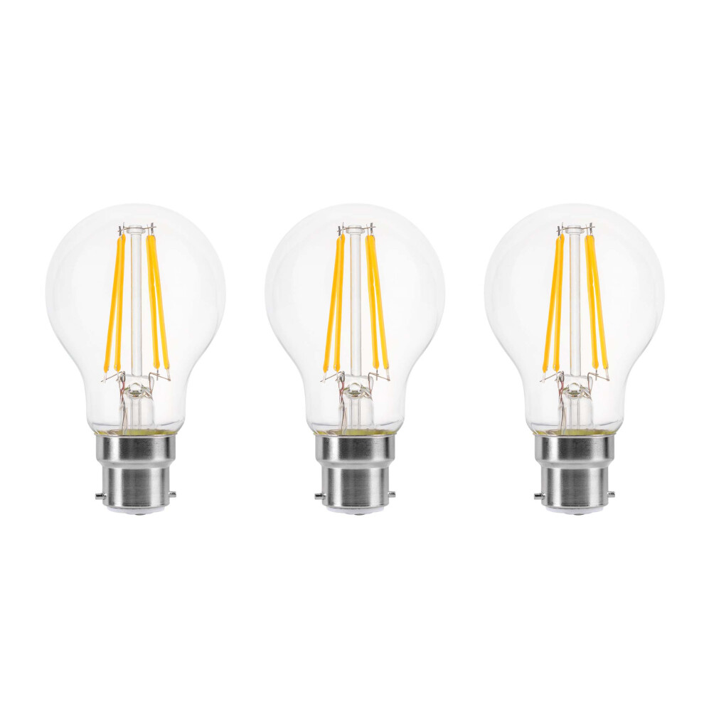 (3 Pack) LED Filament Light Bulb A60 GLS Traditional Bulb B22 Bayonet 4.5w equiv brightness 60w Warm White 2700K Energy Saving