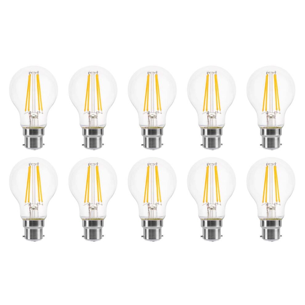 (10 Pack) LED Filament Light Bulb A60 GLS Traditional Bulb B22 Bayonet 4.5w equiv brightness 60w Warm White 2700K Energy Saving