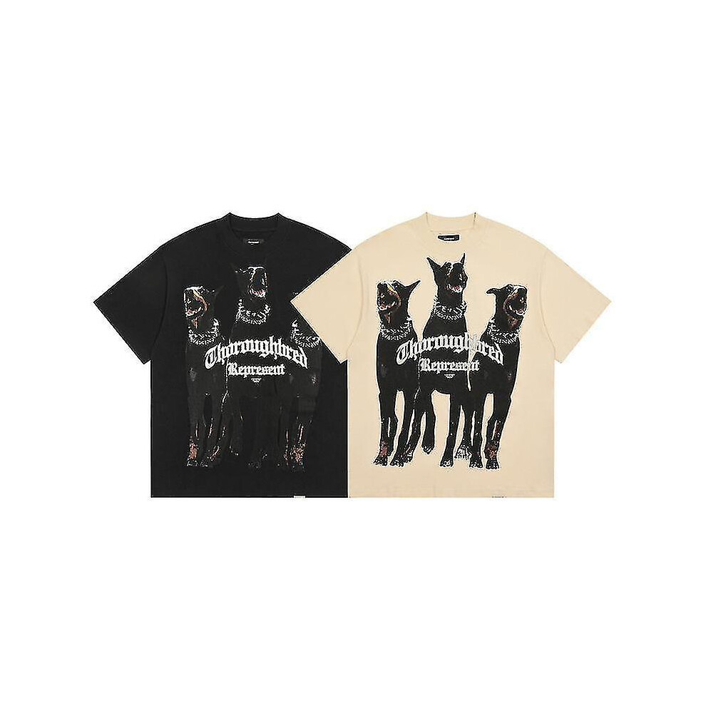 (Black, XL) Men's Oversized T-shirt Doberman Pinscher Printed T-shirt