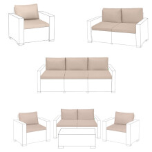 (Sand, Armchair - 2 Pieces) Keter Cushions Patio Garden Pads Rattan Furniture