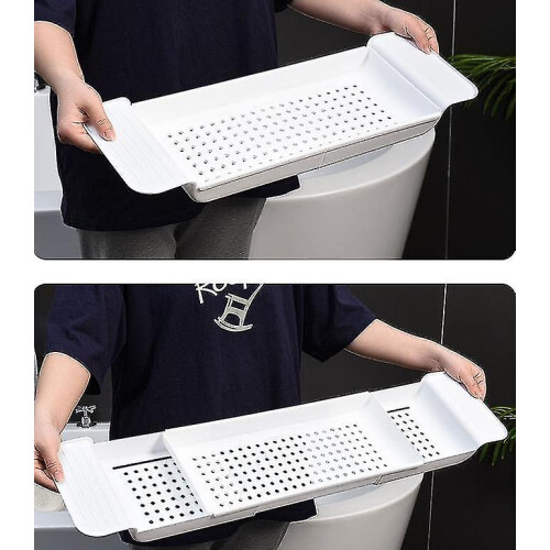 Bath Extendable Caddy Tray Bathtub Organizer Expandable Bathroom Rack 1