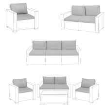 (Grey, Patio Set Sofa - 8 Pcs) Keter Cushions Patio Garden Pads Rattan Furniture