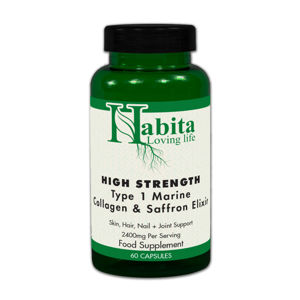 Marine Collagen Type 1 & Saffron Elixir High Strength 60 Capsules 2400mg Habita - Image 3