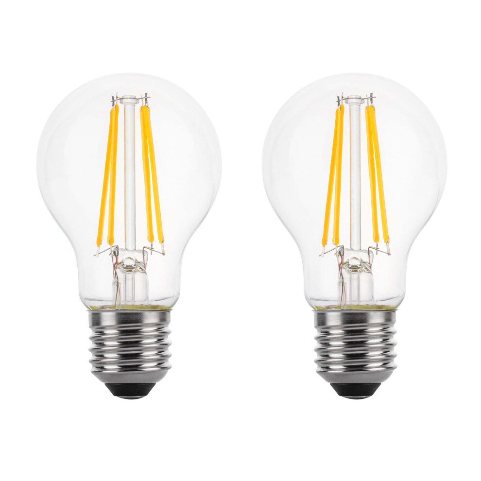 (2 Pack) LED Filament Light Bulb A60 GLS Traditional Bulb E27 Screw 6.6w equiv brightness 100w Warm White 2700K Energy Saving