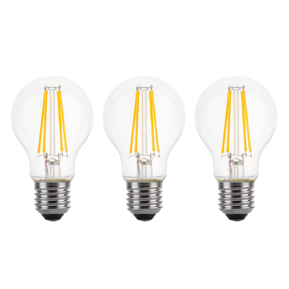 (3 Pack) LED Filament Light Bulb A60 GLS Traditional Bulb E27 Screw 6.6w equiv brightness 100w Warm White 2700K Energy Saving