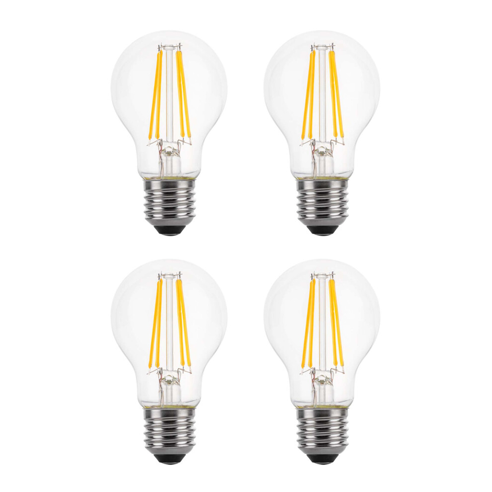 (4 Pack) LED Filament Light Bulb A60 GLS Traditional Bulb E27 Screw 6.6w equiv brightness 100w Warm White 2700K Energy Saving