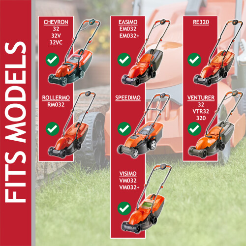 SPARES2GO Metal Blade for Flymo Chevron 32 Easimo EM032 RE320 Rollermo RM032 Speedimo Venturer Visimo VM032 Lawnmower (32cm, Type FLY046) 1