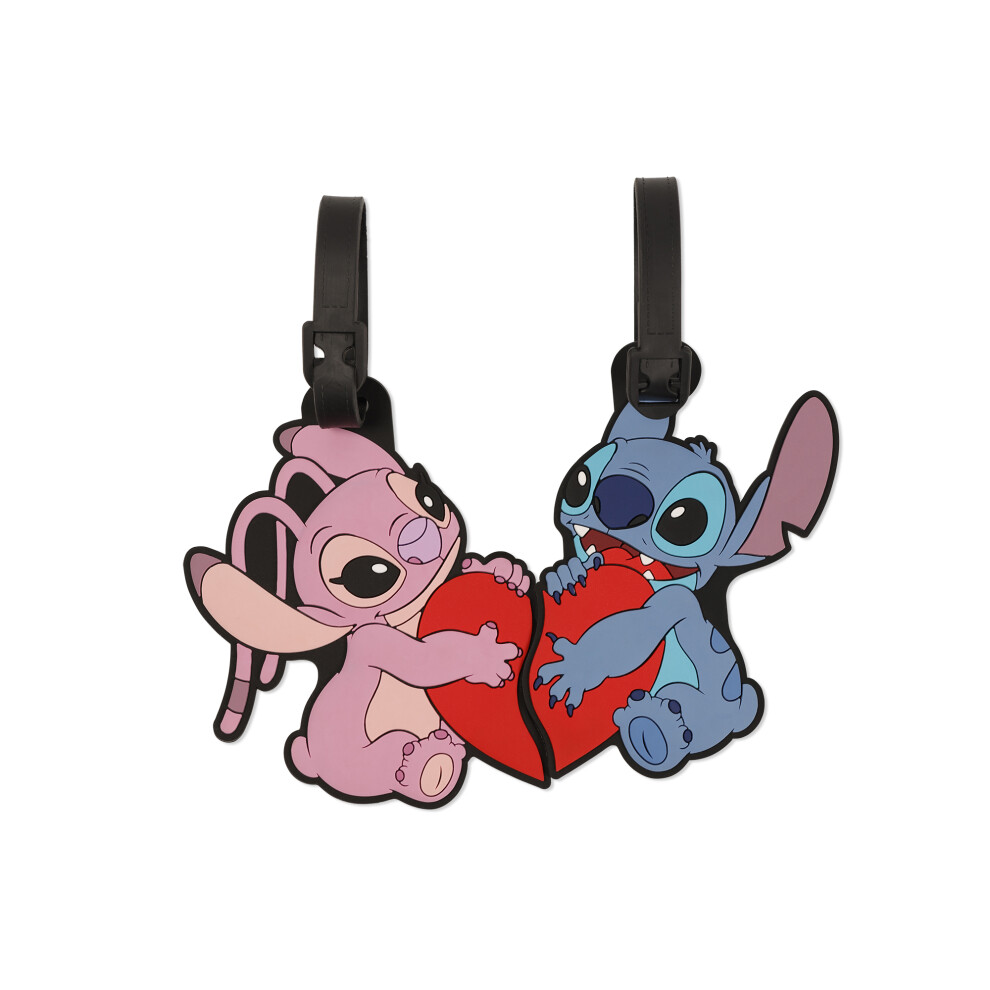 Disney Stitch and Angel  2 Piece Heart  Luggage Tag Set