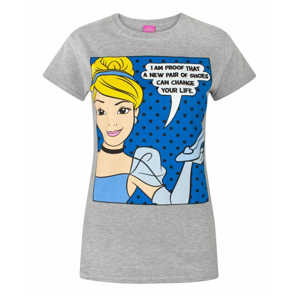 (Small) Disney Short Sleeved T-Shirt (Womens Grey)