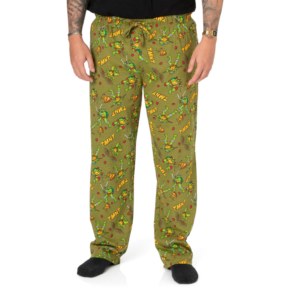 (M) Teenage Mutant Ninja Turtles Mens Lounge Pants TMNT Green Pjs Trousers