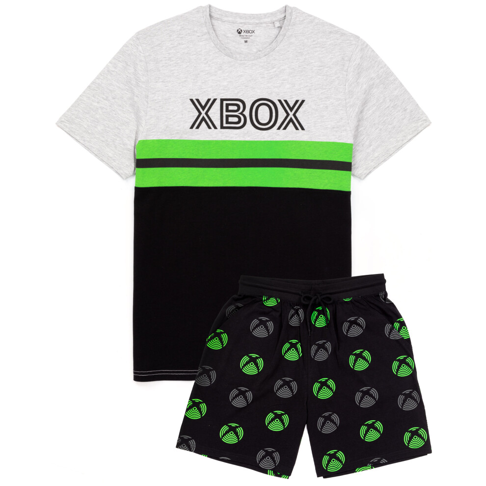 (L) XBOX Pyjamas Mens Adults Game Black T-Shirt & Shorts Pjs Merchandise