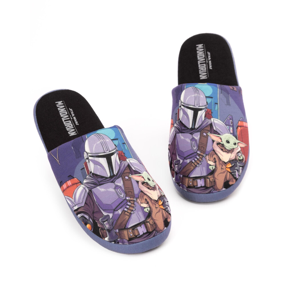 (7-8 UK) The Mandalorian Slippers Mens Baby Yoda Star Wars House Shoes