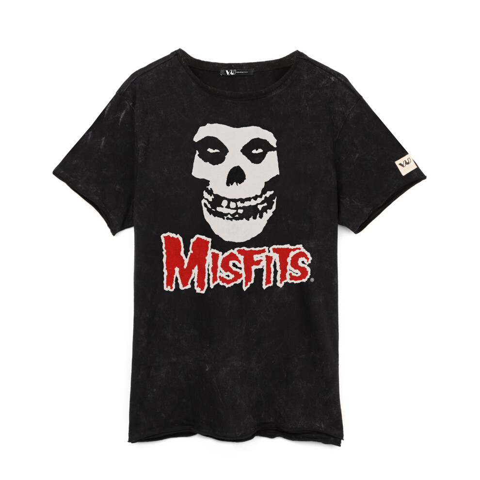 (2XL) Misfits T-Shirt Unisex Men Women Rock Band Skull Logo Black Top