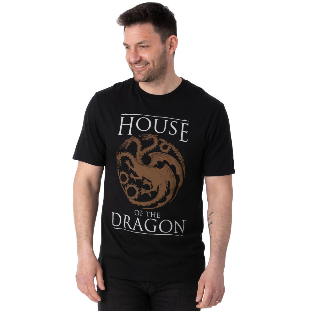 (L) Game Of Thrones House Of The Dragon T-Shirt Mens Adults Logo Black Top