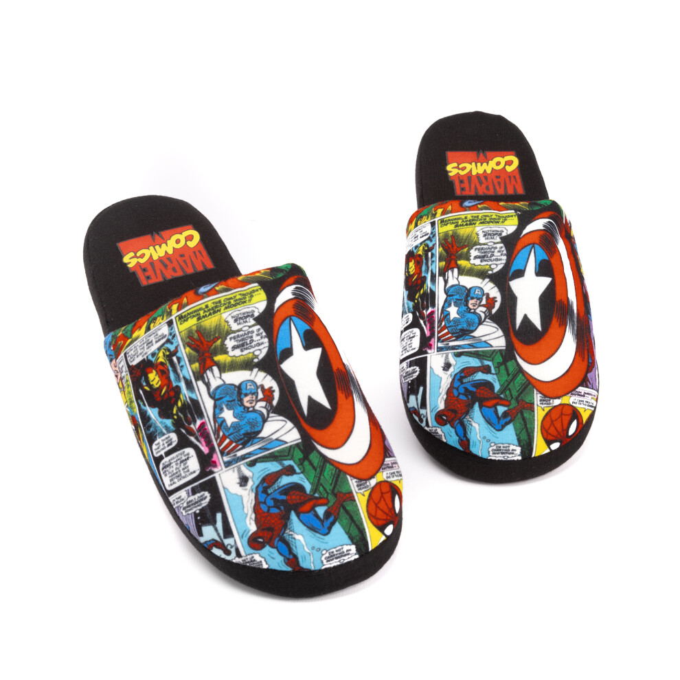 (7-8 UK) Marvel Avengers Slippers Comic Mens Slip On House Shoes Loafers