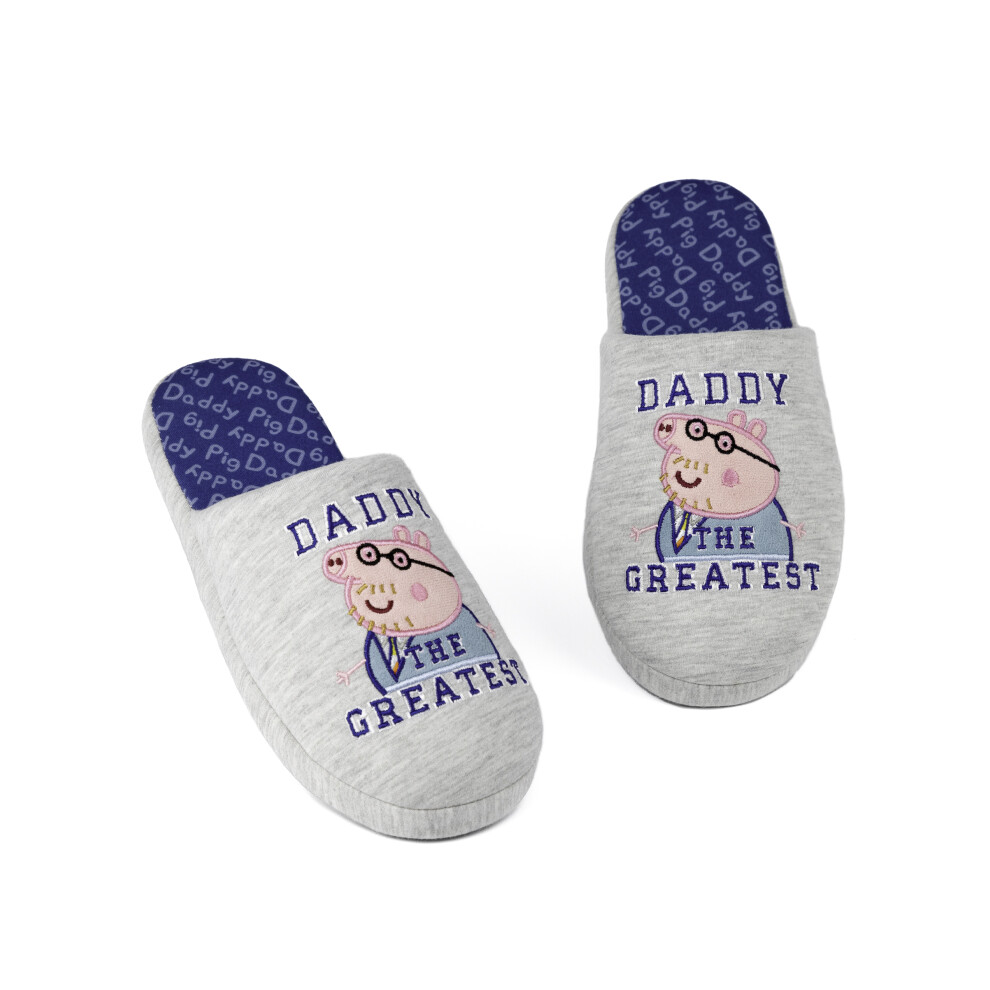(7-8 UK) Peppa Pig Slippers Mens Adults Daddy Gift Slip On House Shoes