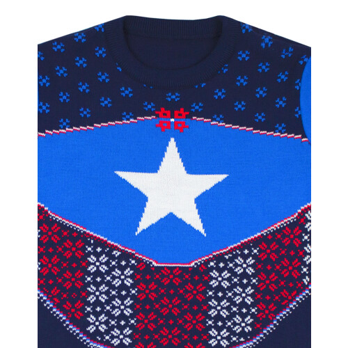 Marvel (XX-Large) Marvel Christmas Jumper (Mens Blue) 2