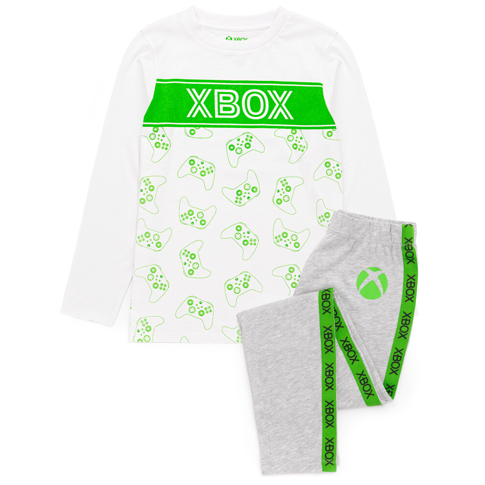 (11-12 Years) XBOX Pyjamas Girls Kids White Grey Long Sleeve T-Shirt & Leggings Pjs