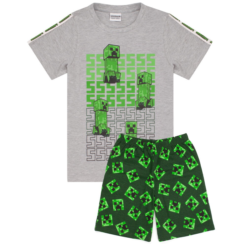 (Green, 10-11 Years) Minecraft Boys Green All-Over Print Pyjamas