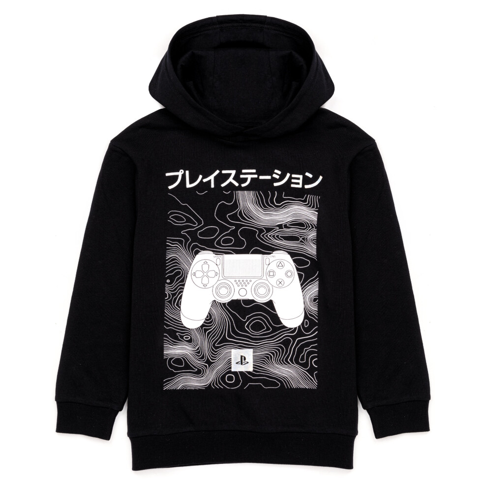 (9-10 Years) PlayStation Kids Hoodie Boys Games Japanese Logo Black Jumper Jacket