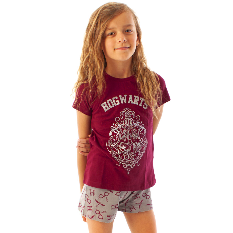 (Short Leg, 5-6 Years) Harry Potter Hogwarts Crest Glitter Print Girl's Long OR Short Leg Pyjamas