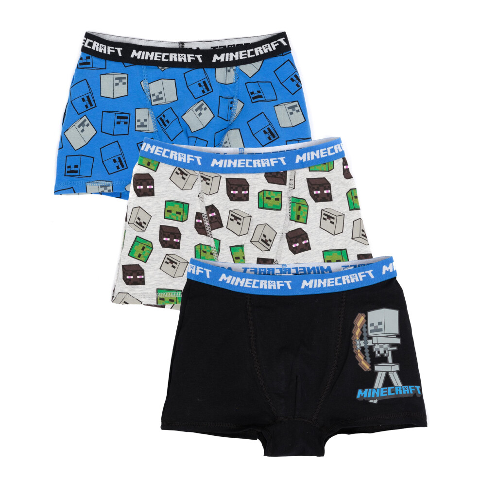 (10-11 Years) Minecraft Boxer Shorts Boys 3 Multi Pack Kids Teenagers Creeper Underwear