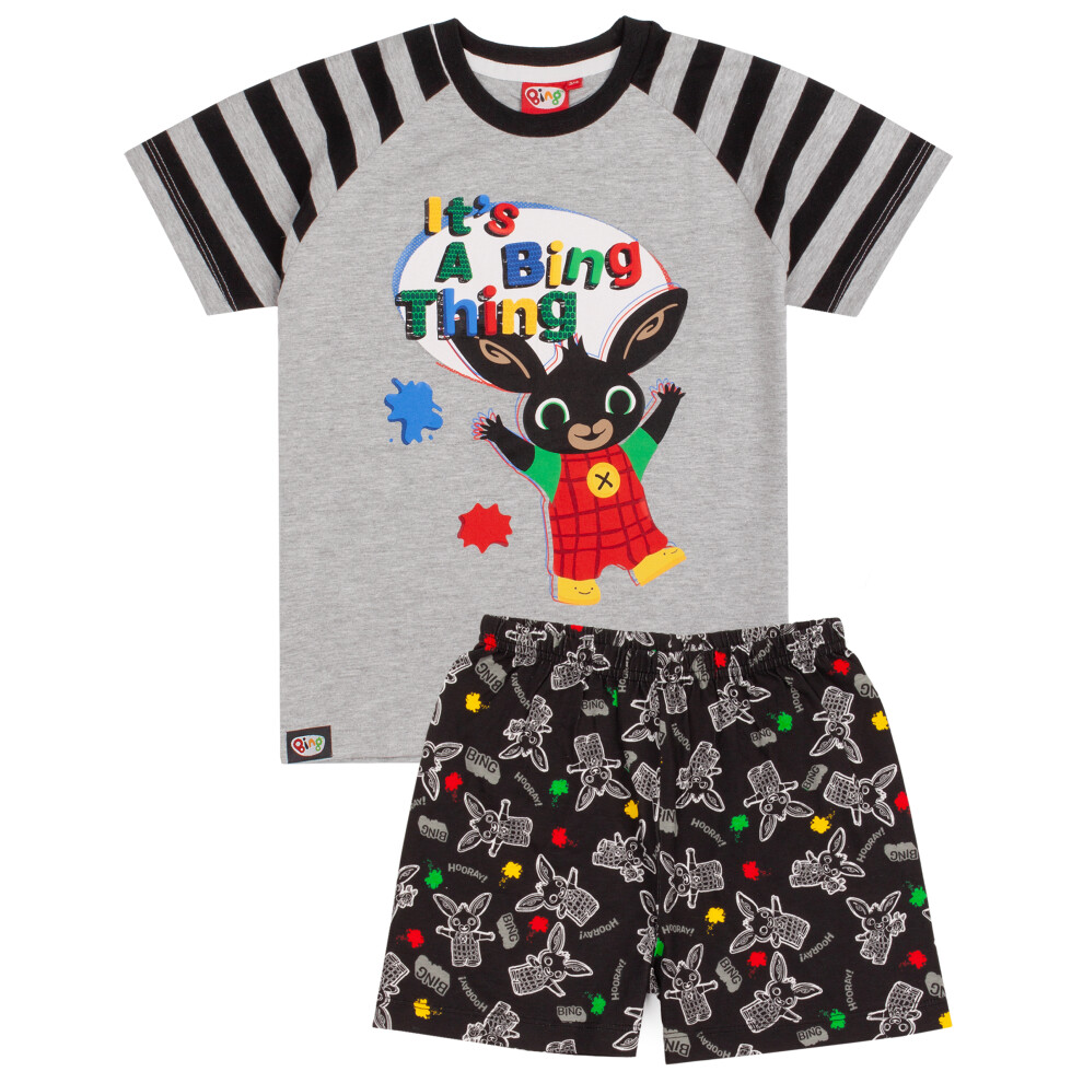 (18-24 Months) CBeebies Bing Pyjamas For Boys | Boys Grey Bunny Character PJS | Childrens Animation T-Shirt Shorts Merchandise