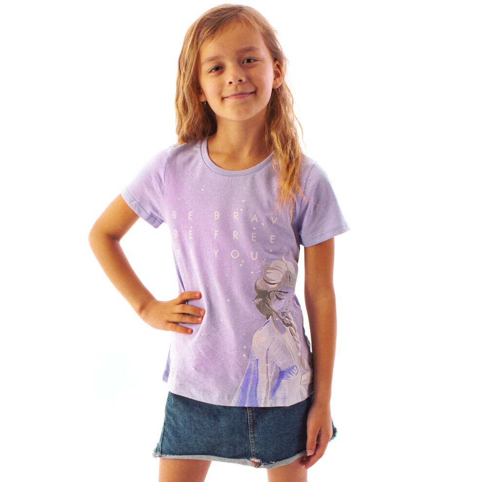 (4-5 Years) Frozen 2 Elsa Girl's Lilac T-Shirt