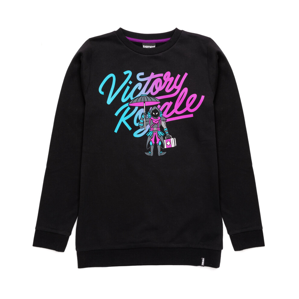 (11-12 Years) Fortnite Sweater Boys Kids Victory Royale Game Black Jumper T-Shirt