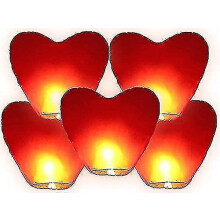 5 Pack Sky Lanterns, Red Heart Sky Lanterns Birthday Wedding New Year-m.3532
