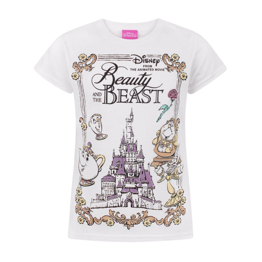 (7-8 Years) Disney Short Sleeved T-Shirt (Girls White)