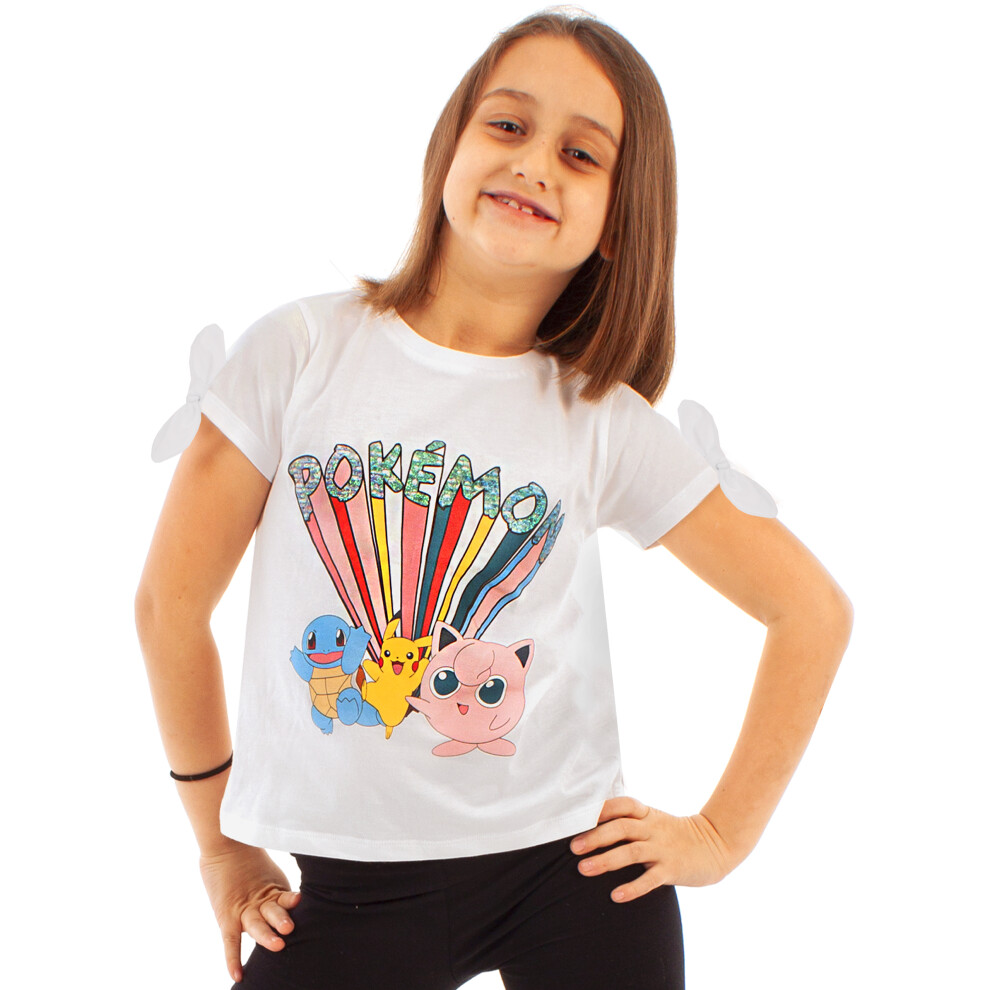 (13-14 Years) Pokemon Short Sleeved T-Shirt (Girls White)