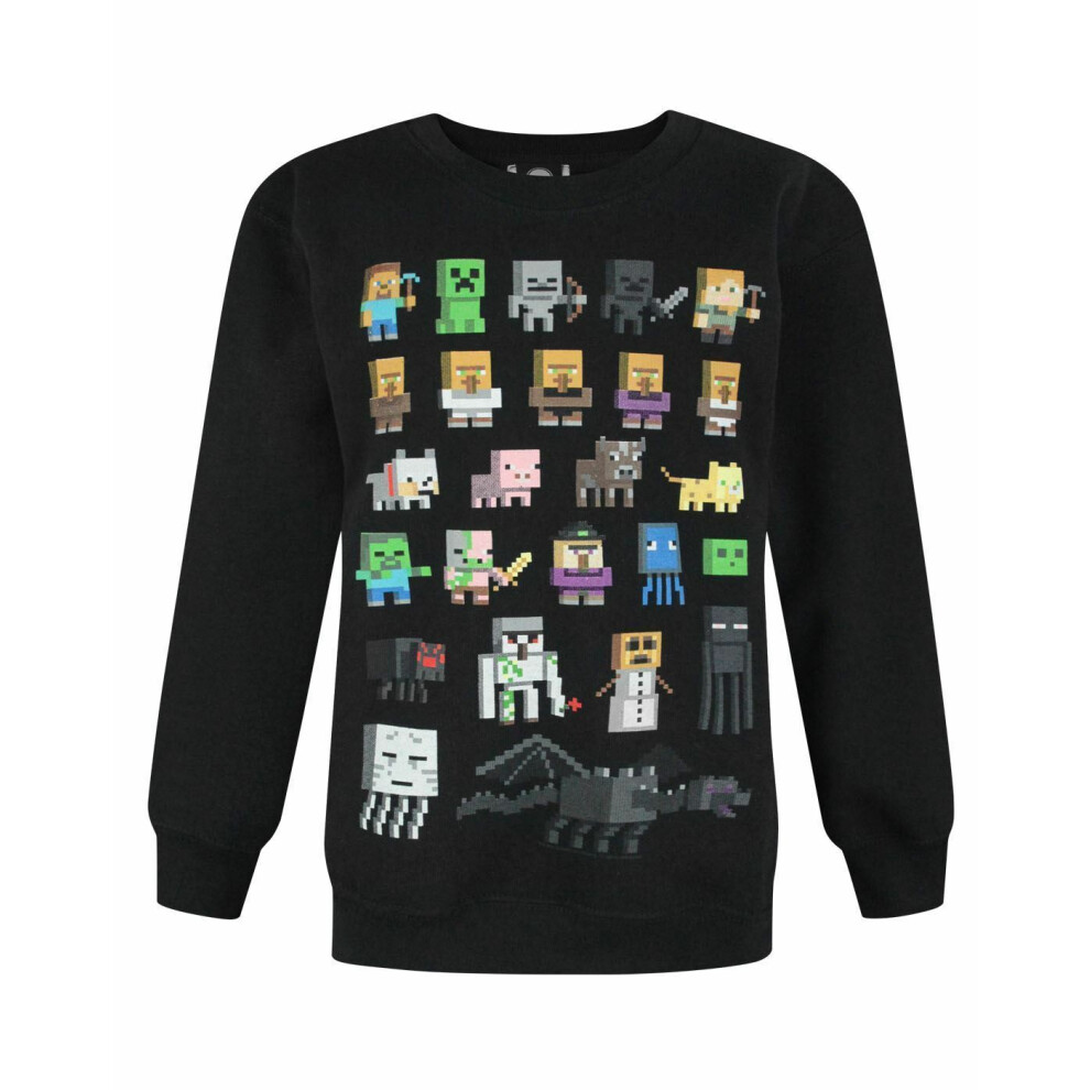 (9-10 Years) Minecraft Sprites Boy's Black Sweatshirt