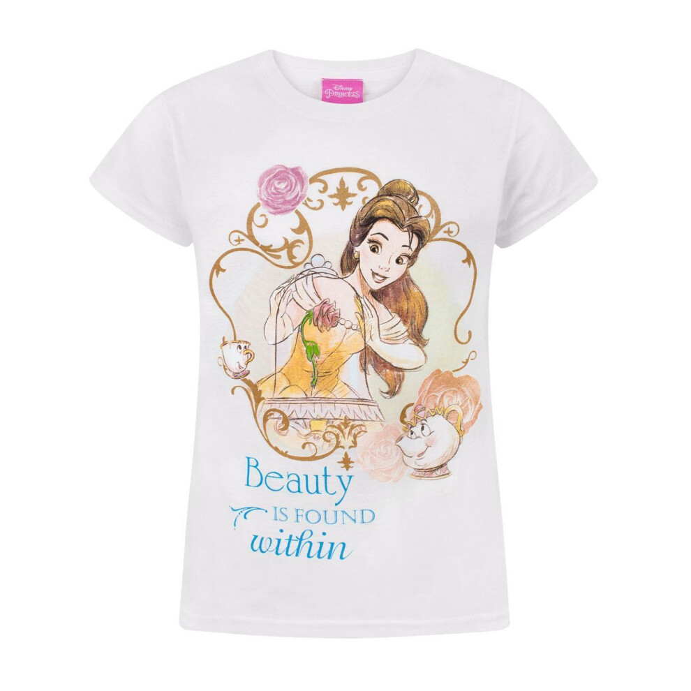 (13-14 Years) Disney Short Sleeved T-Shirt (Girls White)