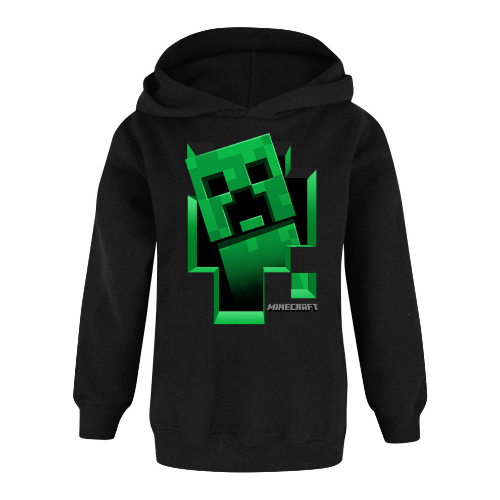 (11-12 Years) Minecraft Creeper Inside Boy's Black Hoodie