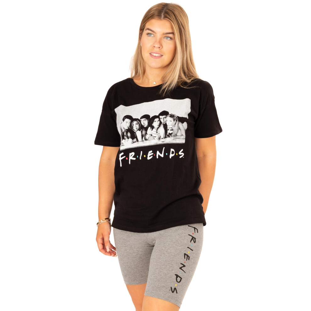 (M) Friends Womens Black Cycling Short Pyjamas
