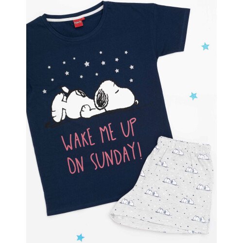 (Short Leg, M) Peanuts Snoopy Womens Pyjama Set 1