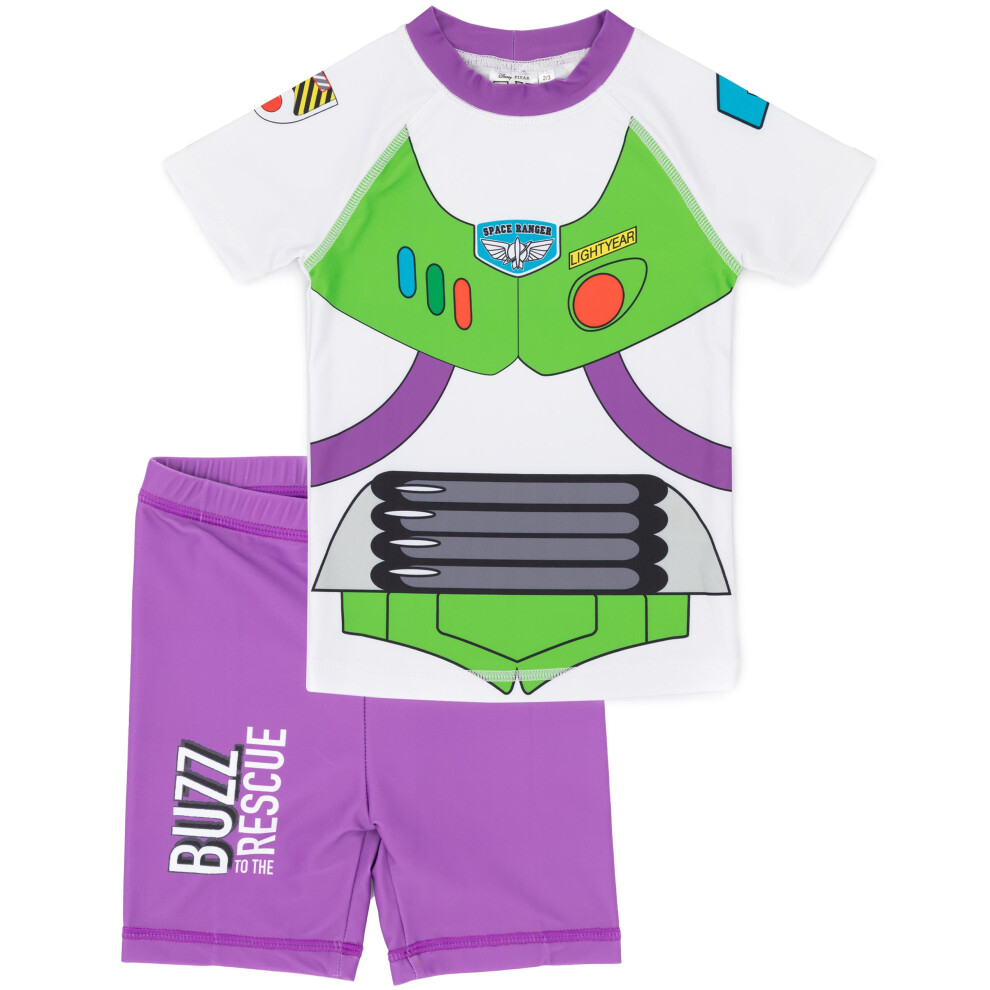 (6-7 Years) Disney Toy Story Buzz Lightyear Swimsuit Boys Two Piece Top Shorts Swim Set