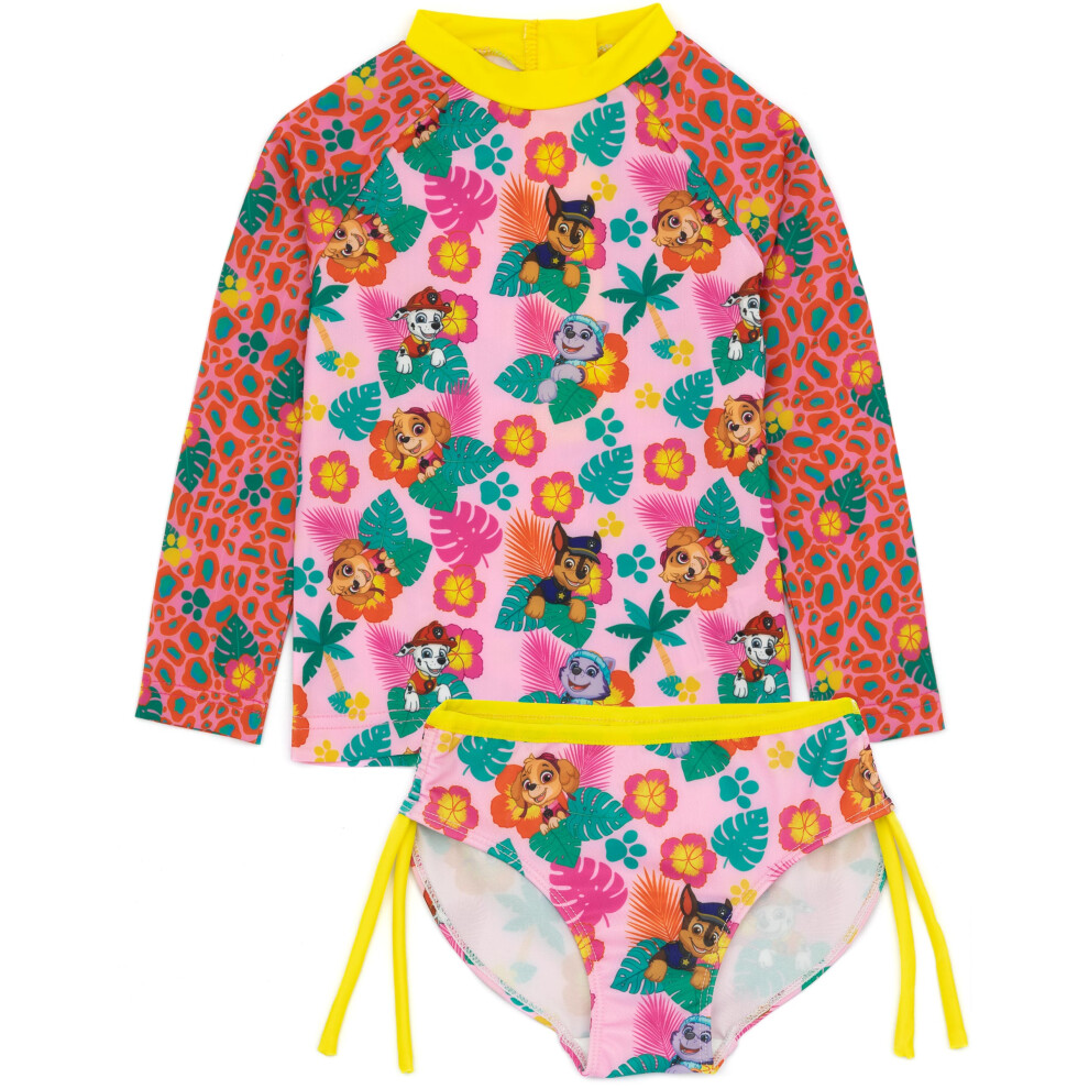 (3-4 Years) Paw Patrol Swimsuit Girls Toddlers 2 Piece T-Shirt Bikini Bottoms Swim Set