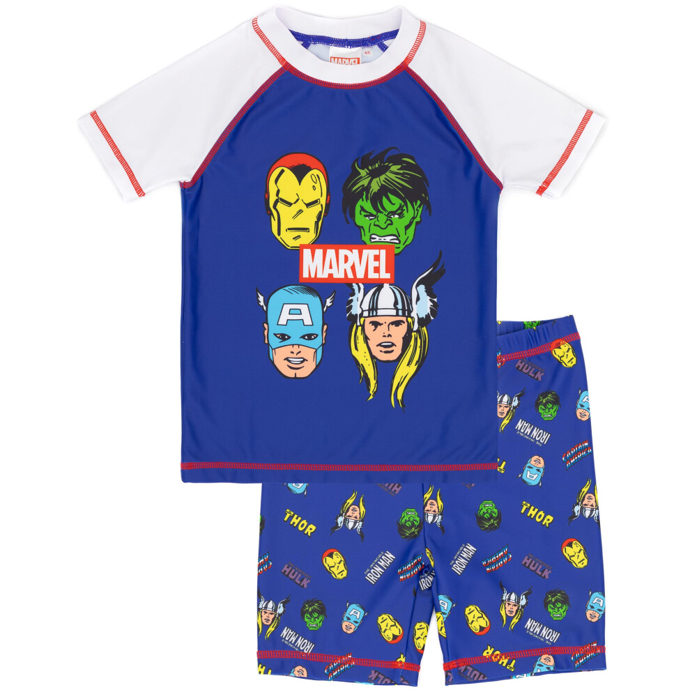 7 8 Years Marvel Swimsuit Boys Kids Superhero Two Piece Top Shorts Swim Set on OnBuy