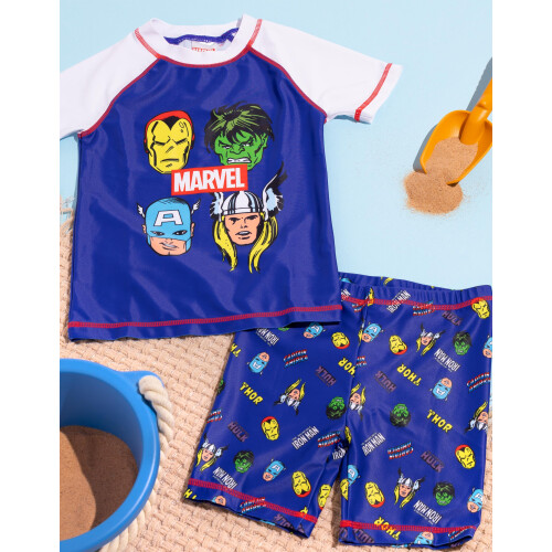 Marvel (7-8 Years) Marvel Avengers 2 Piece Swim Set (Boys Blue) 1
